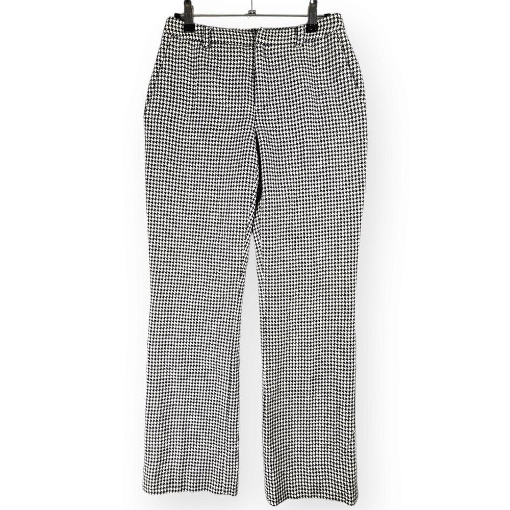 Vintage Lauren Ralph Size 0 Tweed Wool Black White Houndstooth Lined Trousers